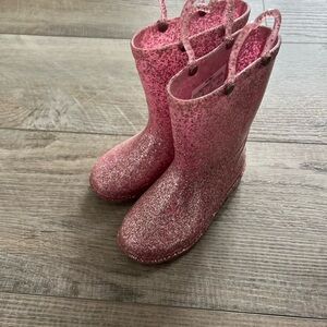 Glittery Pink Kids Rain Boots
